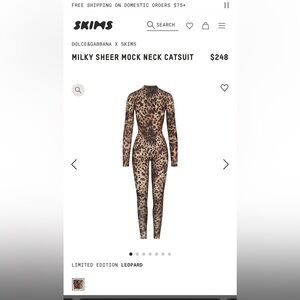 DOLCE GABBANA X SKIMS MILKY SHEER MOCK NECK CATSUIT